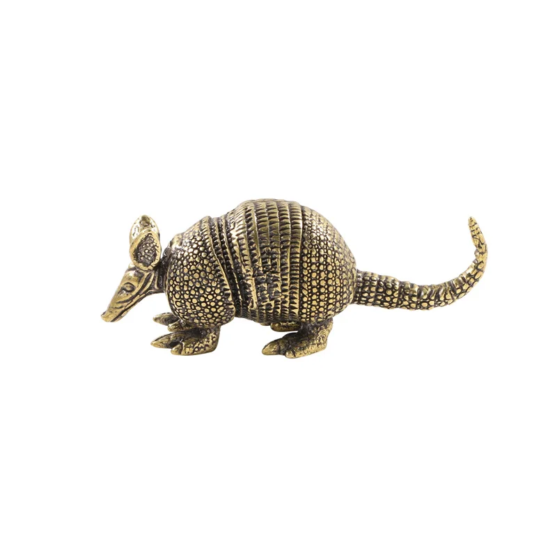 Armadillo Figurine Animal Statue Brass Opossum Ornament Desktop Tea Pet Home Office Garden Display Decor