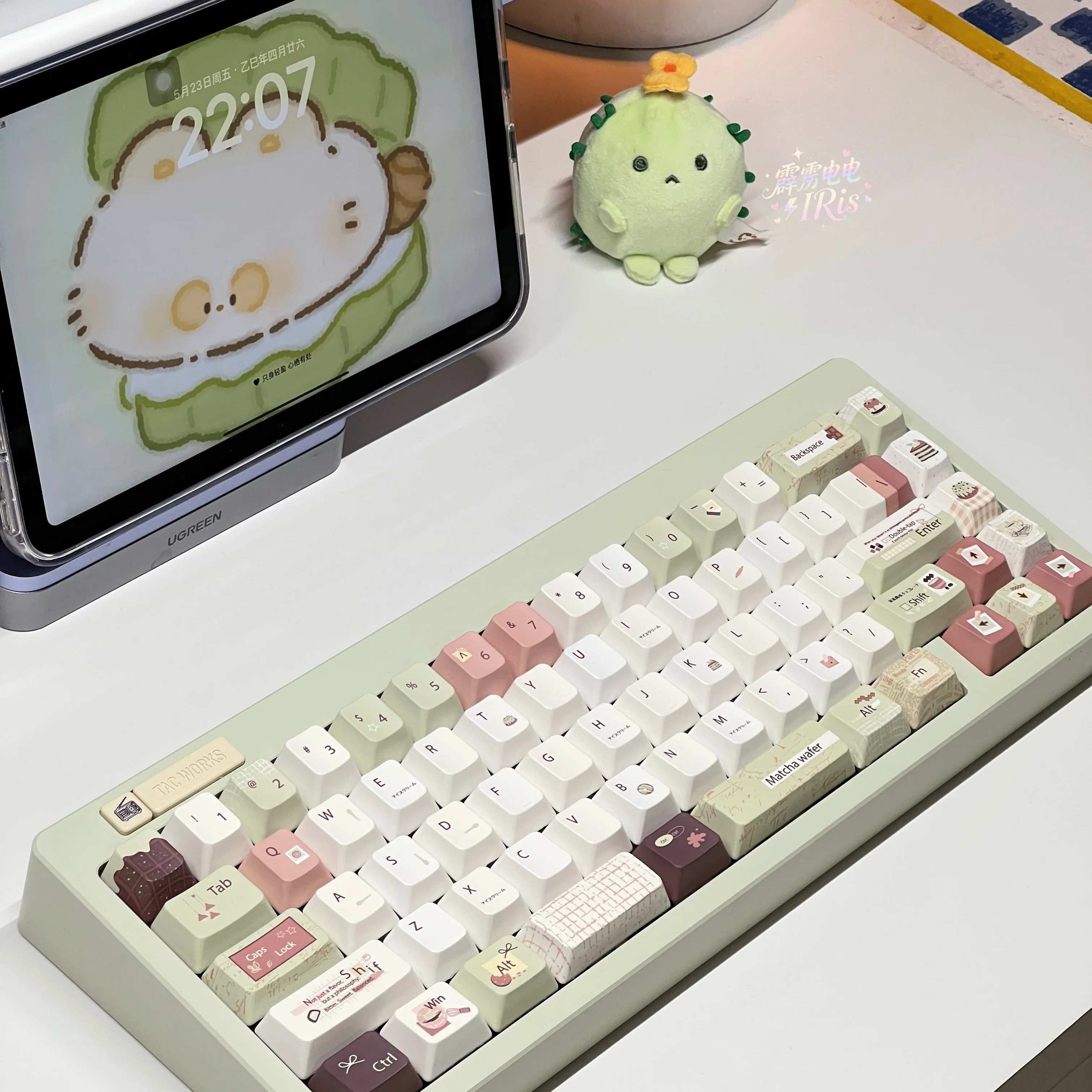 

Matcha cocoa keycap fc height full five-sided hot sublimation keycap green wt magnetic axis cute