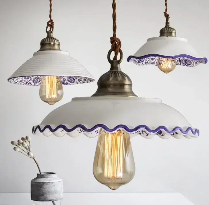 

Chinese Style Ceramic Pendant Lights Vintage Led Retro Porcelain Hanging Lamp for Home Loft Decor Kitchen Lighting