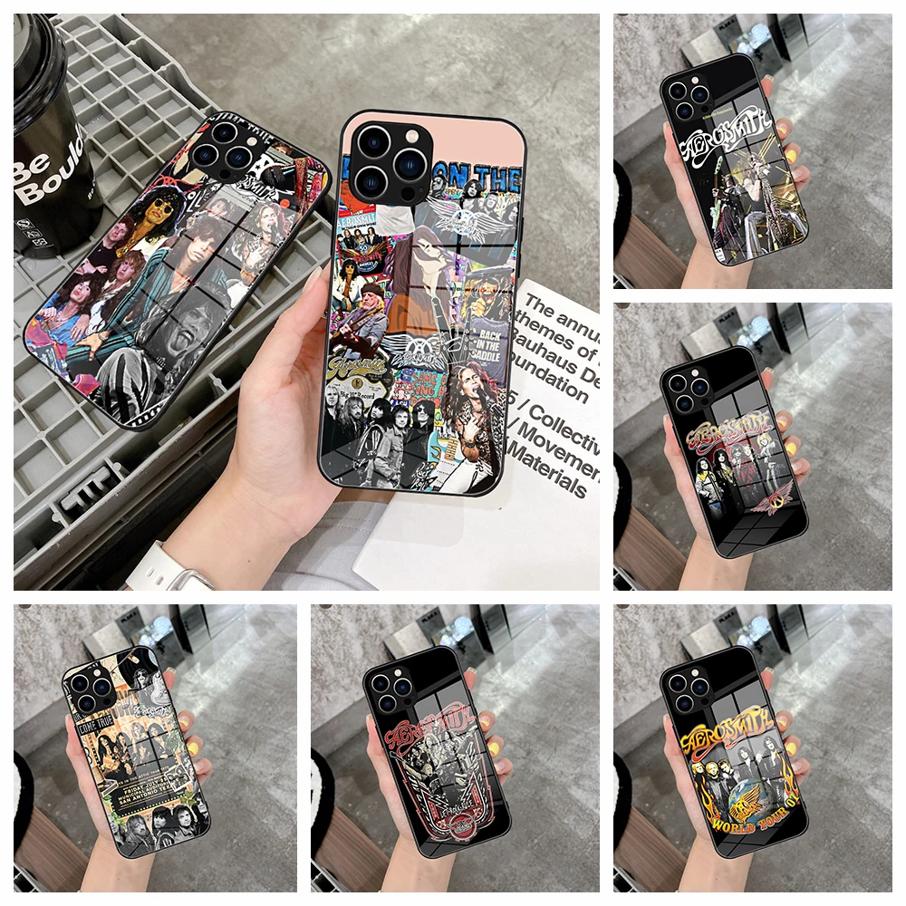 For IPhone 15 Pro Punk Aerosmith Rock Cool Phone Case Glass for IPhone 13 14 12 11Pro XR XS MAX 15 Plus Glass Cover