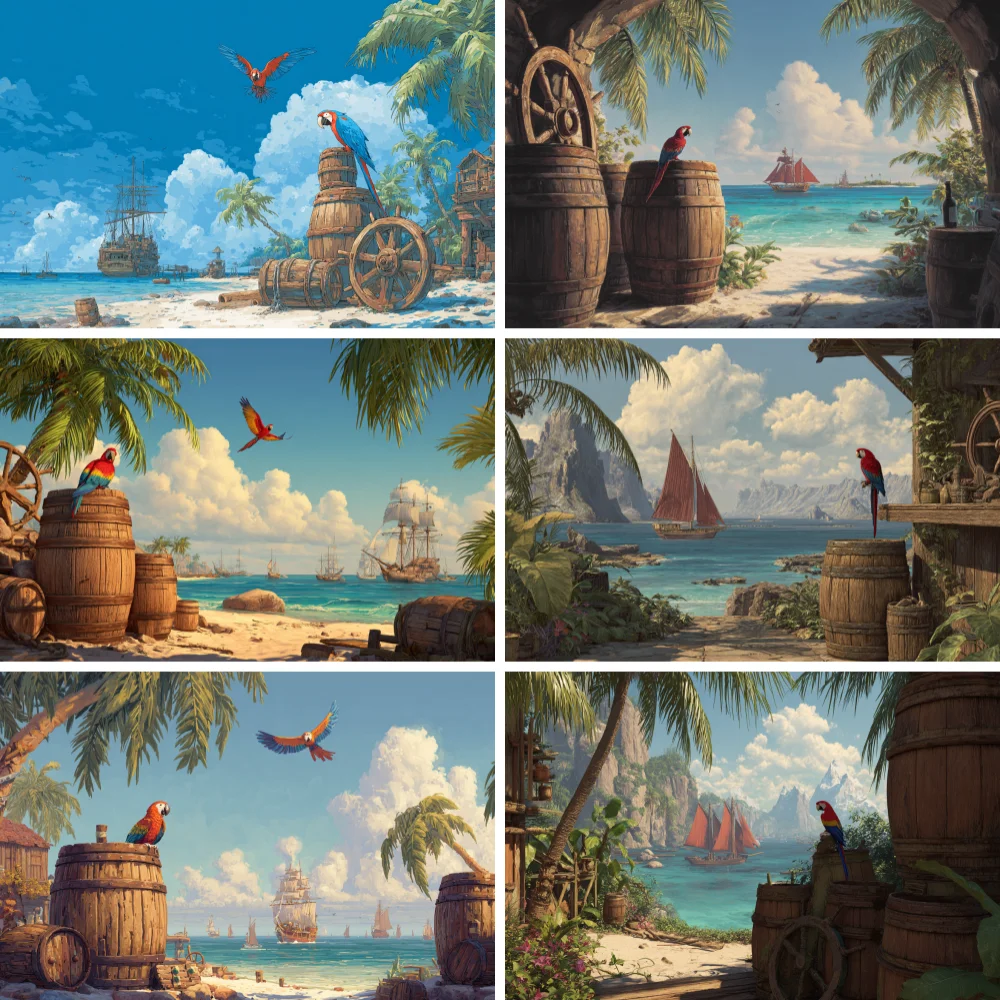 Pirate Ship Theme Background Treasure World Map Kids Birthday Party Decoration Banner Baby Shower Supplies Photography Props