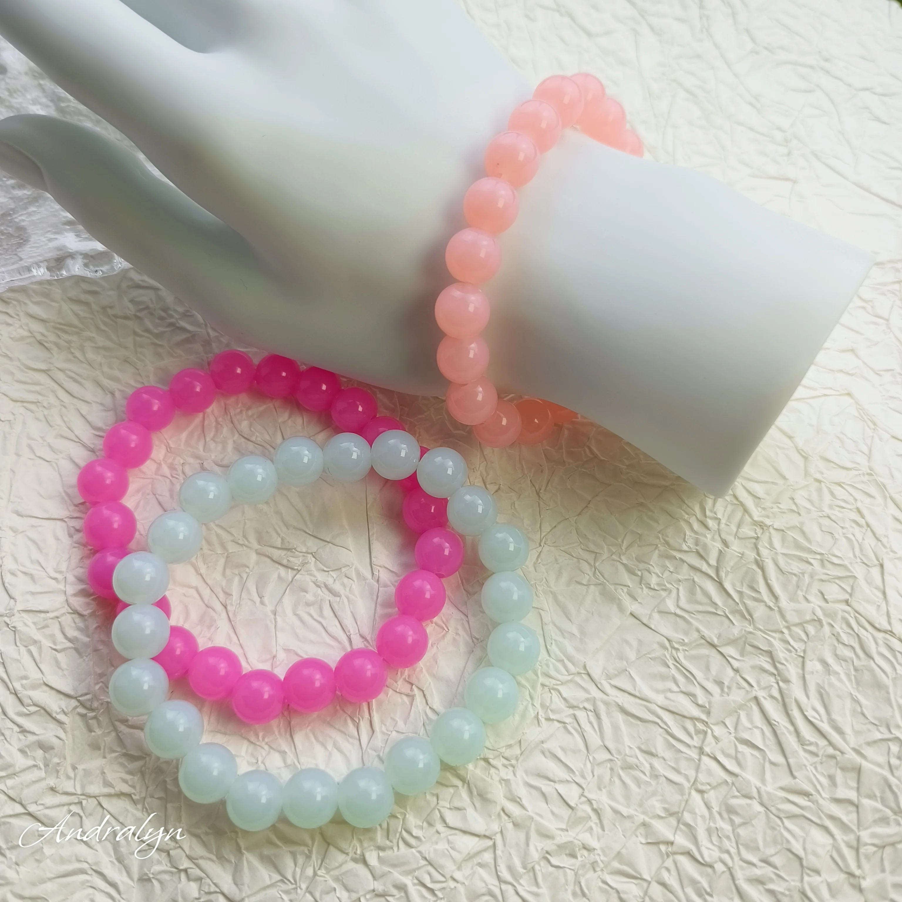 Andralyn Love Bracelet Gift Cute Colorful Stacking Bracelet Set Macaron Acrylic Beaded 10mm girlfriend Bracelets for anniversari