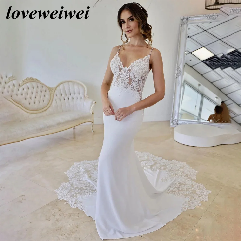 Vestidos de novia de sirena para mujer, vestido de novia de playa bohemio, elegante, vestido de novia