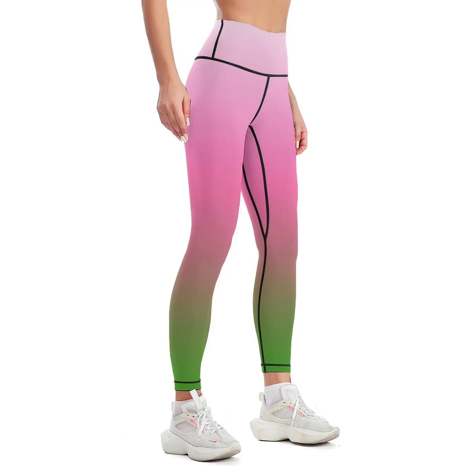 Ombre White to Pink to Green Leggings Jogger pants Women sports Womens Leggings