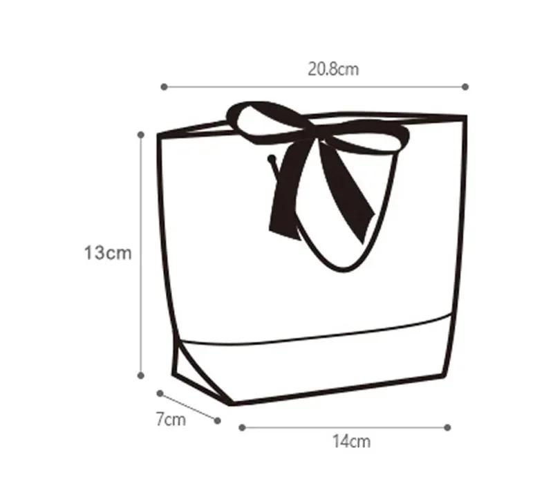 50Pcs White Portable Cardboard Paper Box Food Packaging Boxes Lunch Bag with Black Ribbon Gifts Bags  Handbag