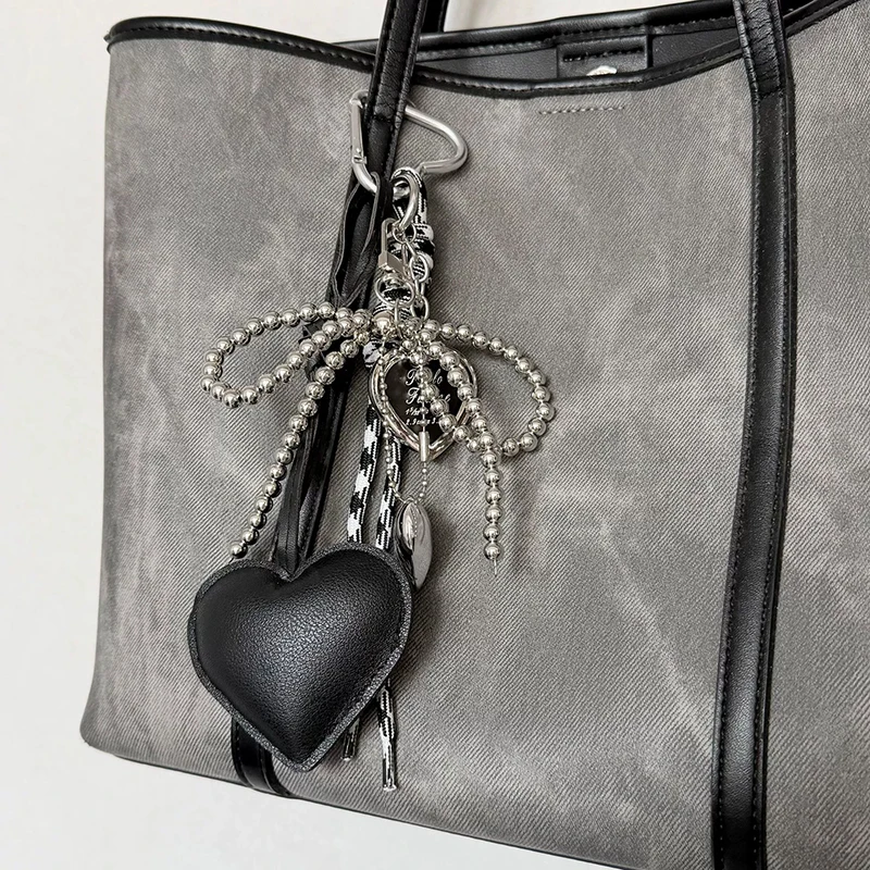 الجلود القلب القوس المفاتيح للفتيات حساسة مطرز كيرينغ سيارة مفتاح حامل حقيبة قلادة هدية