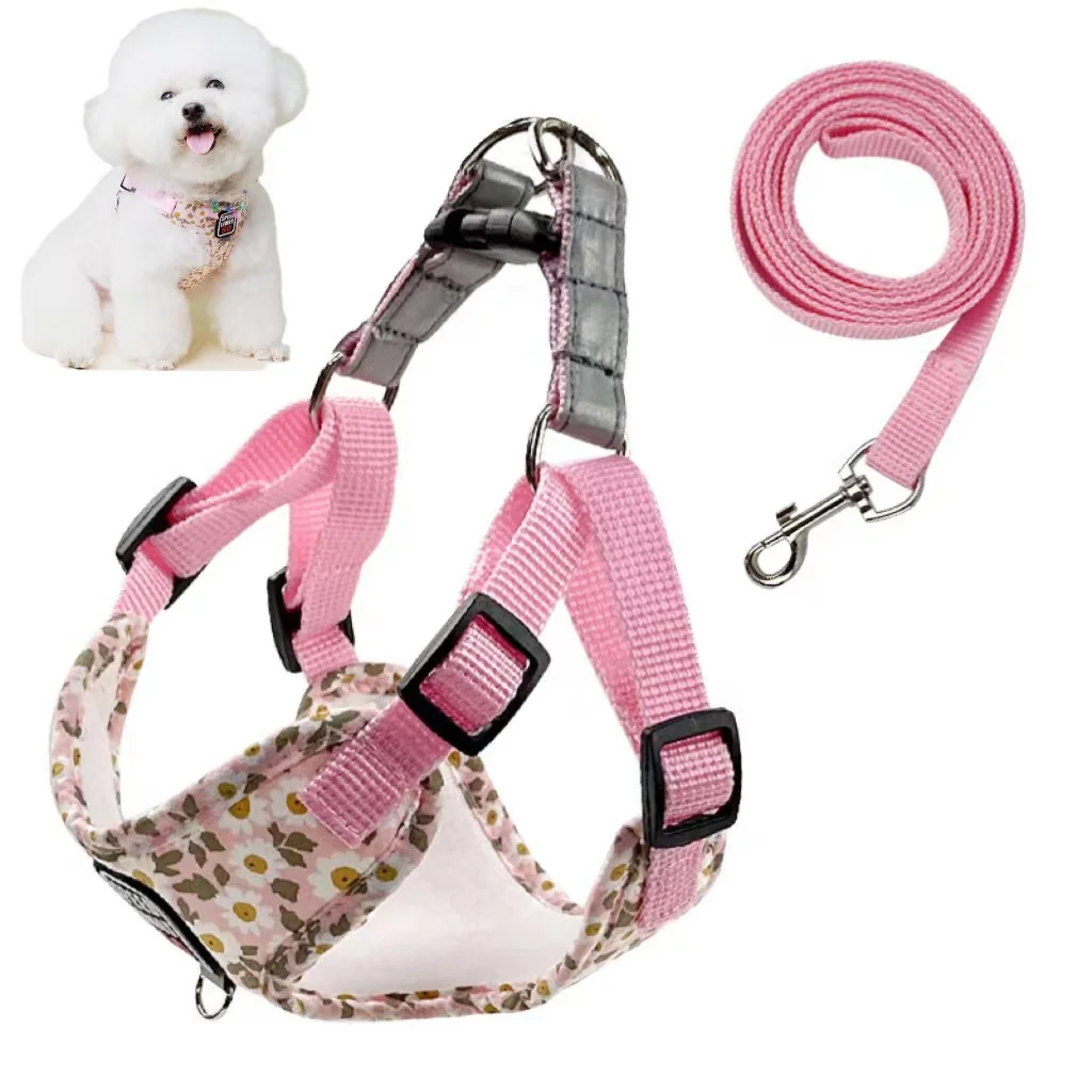 No Pull Dog Harness Leash Set for Small Medium Dog Reflective Harness Vest Walking Lead Leash For Small Dogs Chihuahua Pu