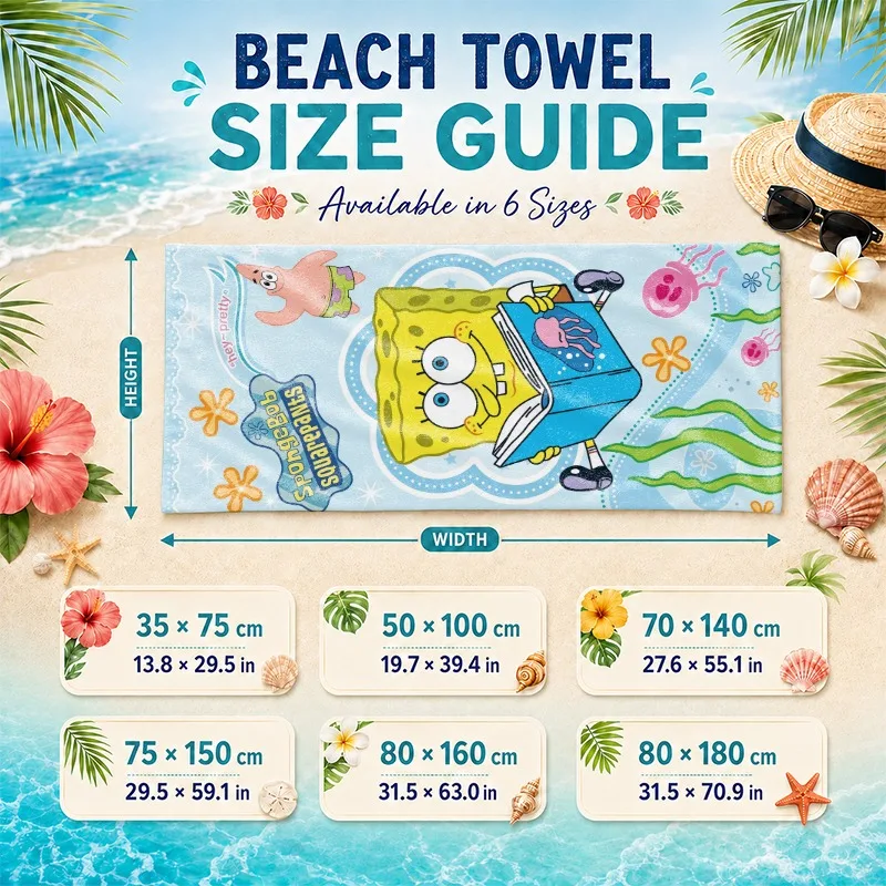 SpongeBob Beach Towel SpongeBob SquarePants Reading Beach Towel Polyester Microfiber Soft Absorbent Ocean Theme Design With view 2