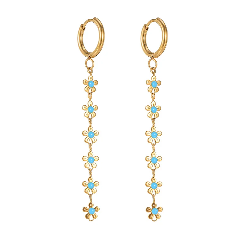 New Arrival Gold Color Floral Shell Shaped Tassel Dangle Earrings Stainless Steel Fashion Jewelry Daily Wear Gift For Women