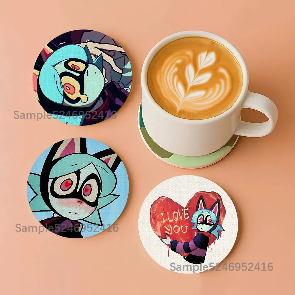 

P-Phycocuties Ushko Round Wooden Coasters For Design Suitable for Drinks Tea,Coffee Home Perfect Gift Holidays