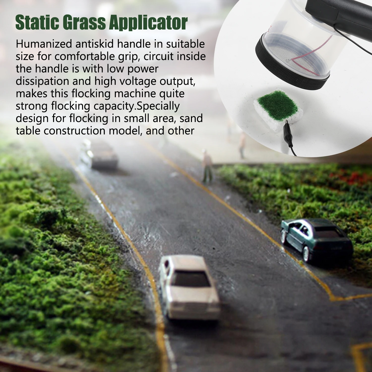 ABS Antiskid Handle Mini Static Grass Flocking Applicator with 4 Colors of Grasspowders for DIY Scenic Modelling Sand Table - view 2