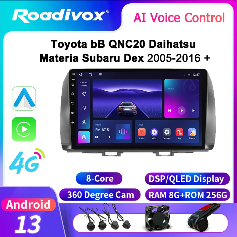 

roadivox Android car radio for Toyota bB QNC20 Daihatsu Materia Subaru Dex 2005 2016 GPS Navigation video Multimedia Player