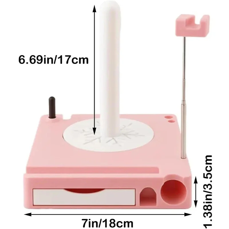 

Портативная коробка для прокрутки пряжи, инструмент для вязания крючком своими руками с ящиком для хранения и держателем для телефона, портативный и практичный для любителей рукоделия