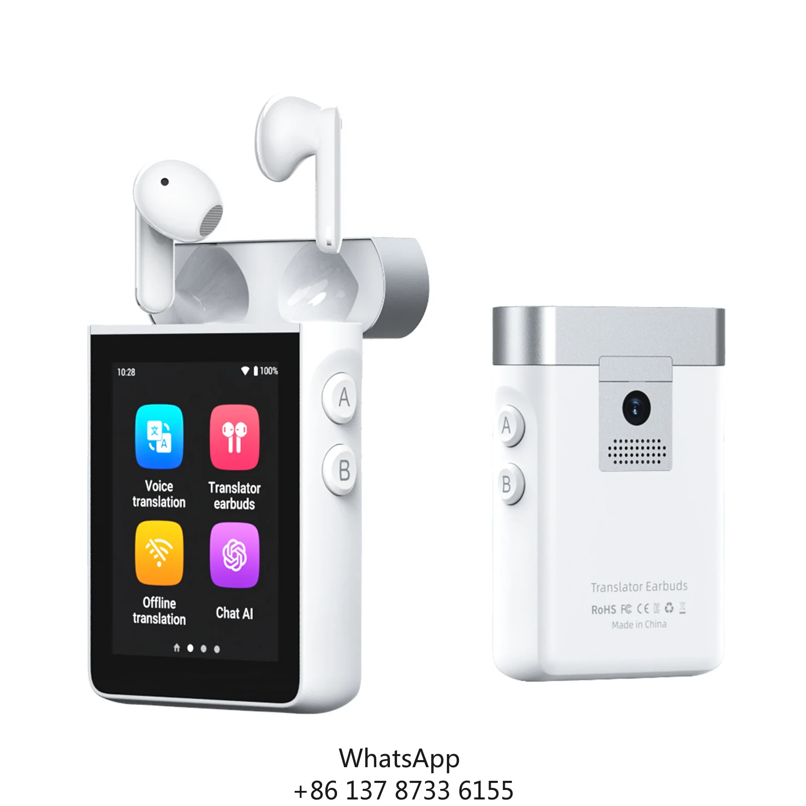 

Wooask A9S Smart Translator Earbuds With Screen,Real-Time Translation Device 144 Languages & 16 Offline, Chat GPT, Stream Music