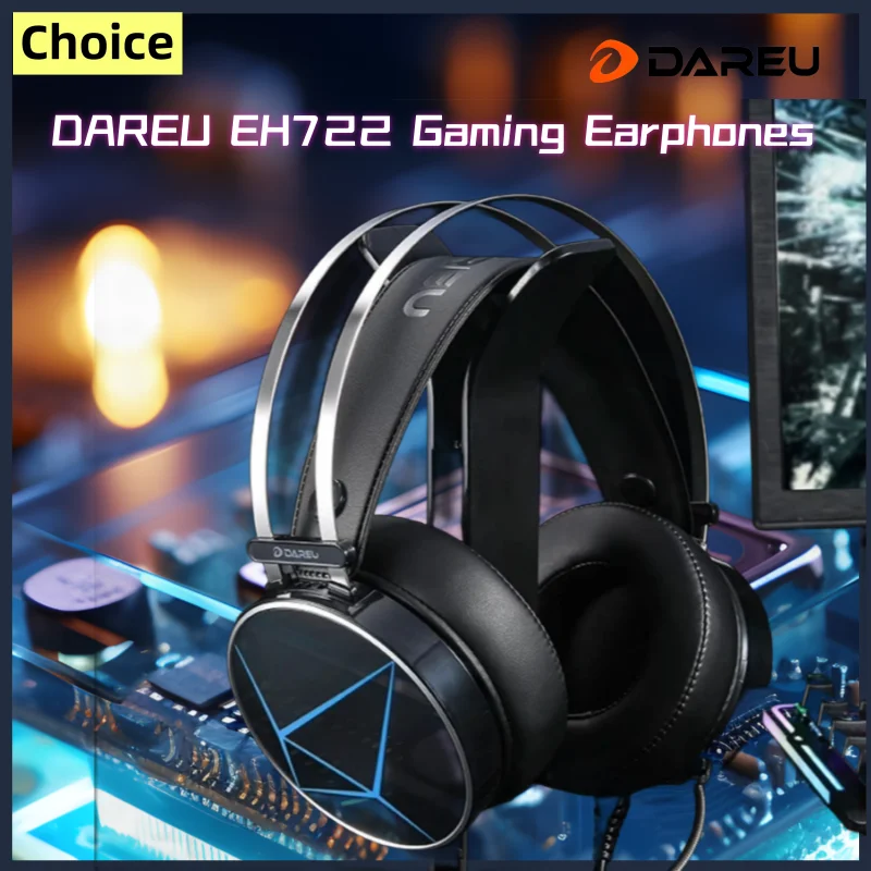 

DAREU EH722 Wired Headphones Desktop Laptop Headwear E-sports Noise Cancelling Gaming Earphones,RGB,High definition microphone