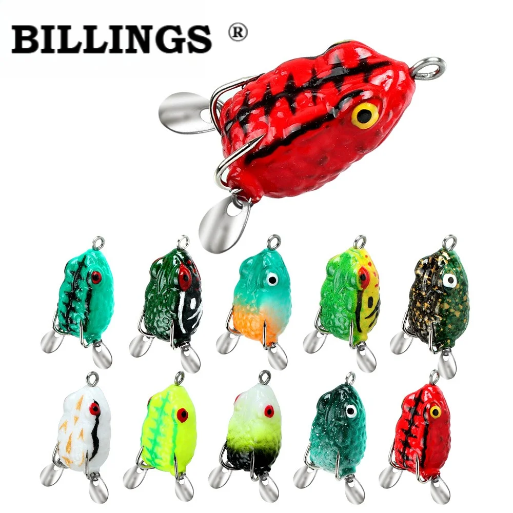 BILLINGS 1 Stück Mini-Doppelspinner-Donnerfroschköder 2,5 cm/2,5 g Thai-Style Quincy Schwarzer Froschköder Praktisches Angelzubehör