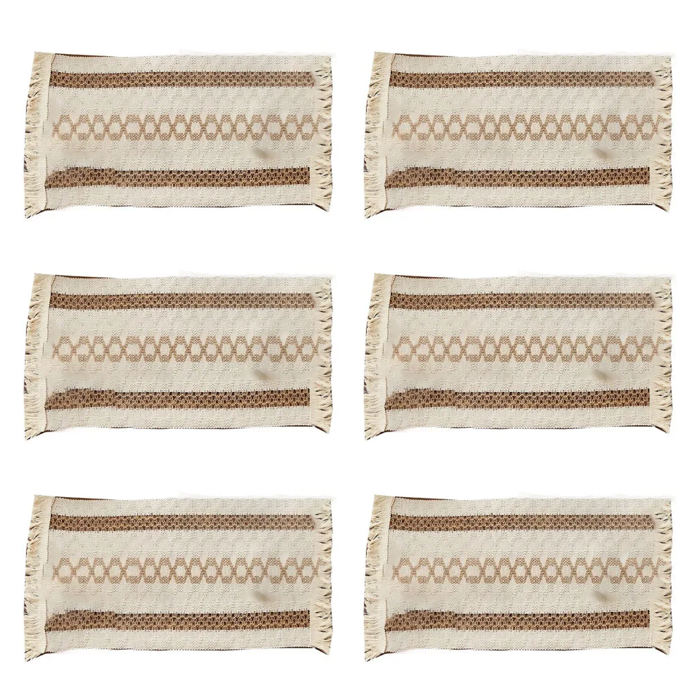 6 Pcs for Solid Linen Woven Table Mat Set for Dining Table for Decor with Textured Cotton Linen Fabric in Khaki Gray 30x45 cm