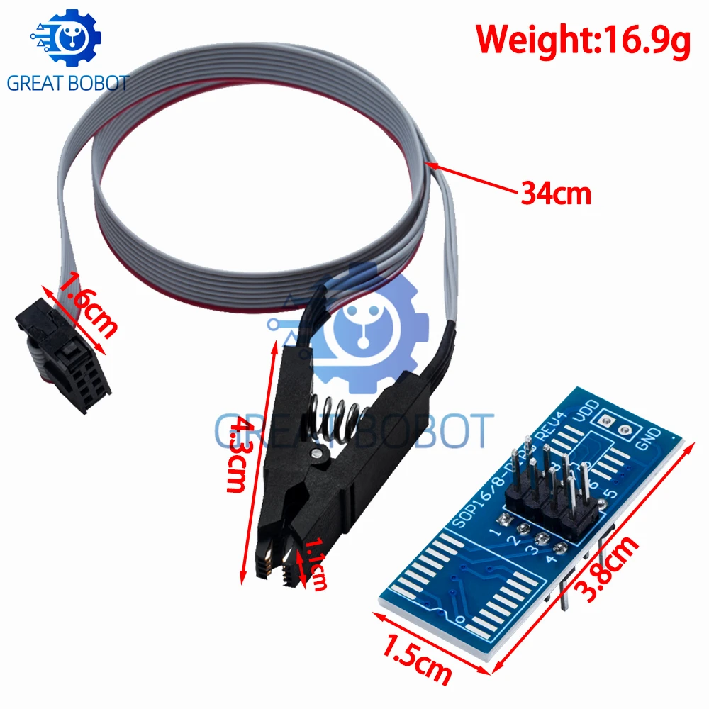 In-Circuit EEPROM Programming Clip (SOIC8/SOP8) - For TL866/EZP2010 Programmers & 93CXX/25CXX/24CXX ICs