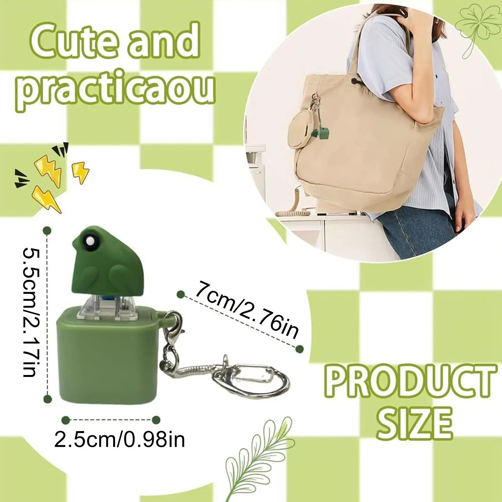 Clicking Fidget Toy Frog Croaking Toy Fun Rechargeable Keychain with Lights Adult Sound Single Button Soft Squeeze Keychain