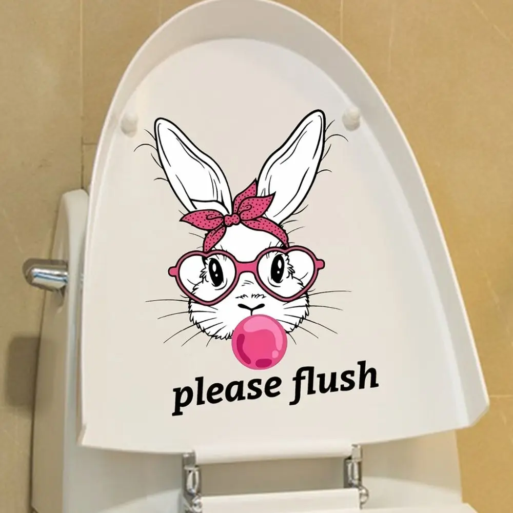 Multipurpose PVC Sea Animal Toilet Sticker Washable Removable Toilet Sign Sticker Please Flush Cute Bathroom Decals Living Room