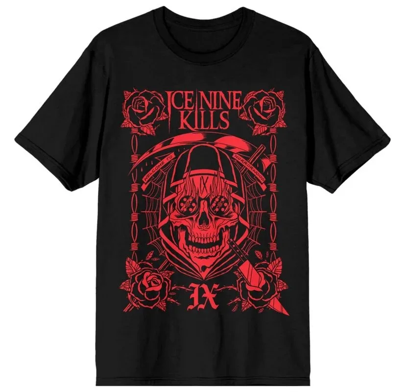 Ice Nine Kills Stained Glass Style Unisex Cotton T-shirt Grim Reaper Print Horror Metal Casual Tee