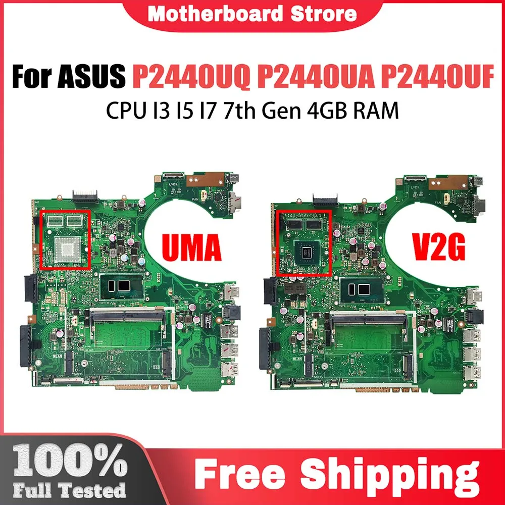 

P2440U Notebook Mainboard For ASUS PRO P2440UQ P2440UA P2440UF P2440 Laptop Motherboard CPU I3 I5 I7 7th Gen 4GB RAM 940MX