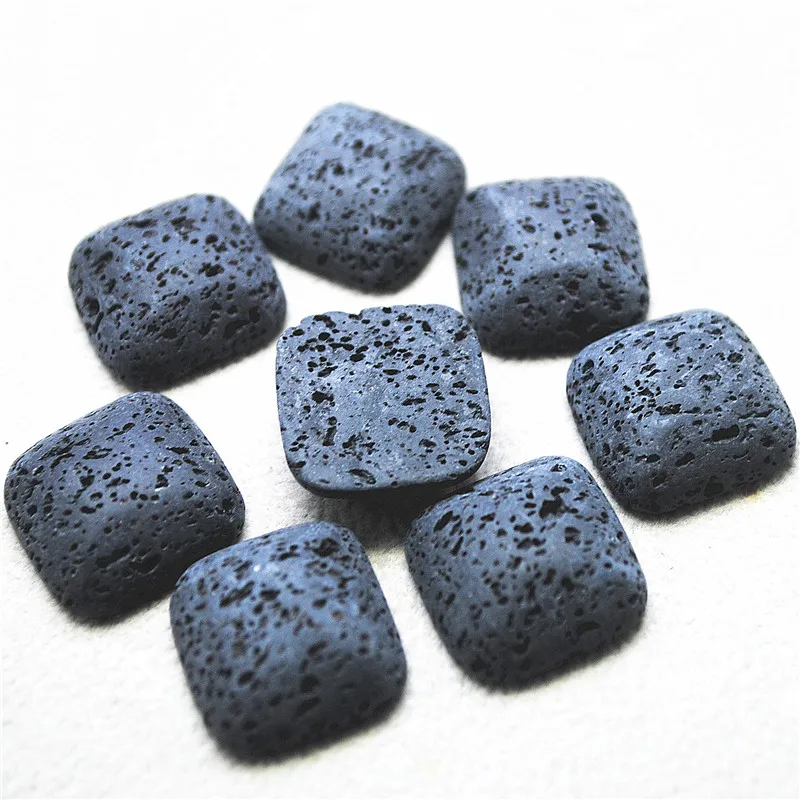 

10PCS New Natural Black Lava Cabochons Hot Gemstone Beads Square Shape 18X18MM DIY Jewelry Findings Free Shippings