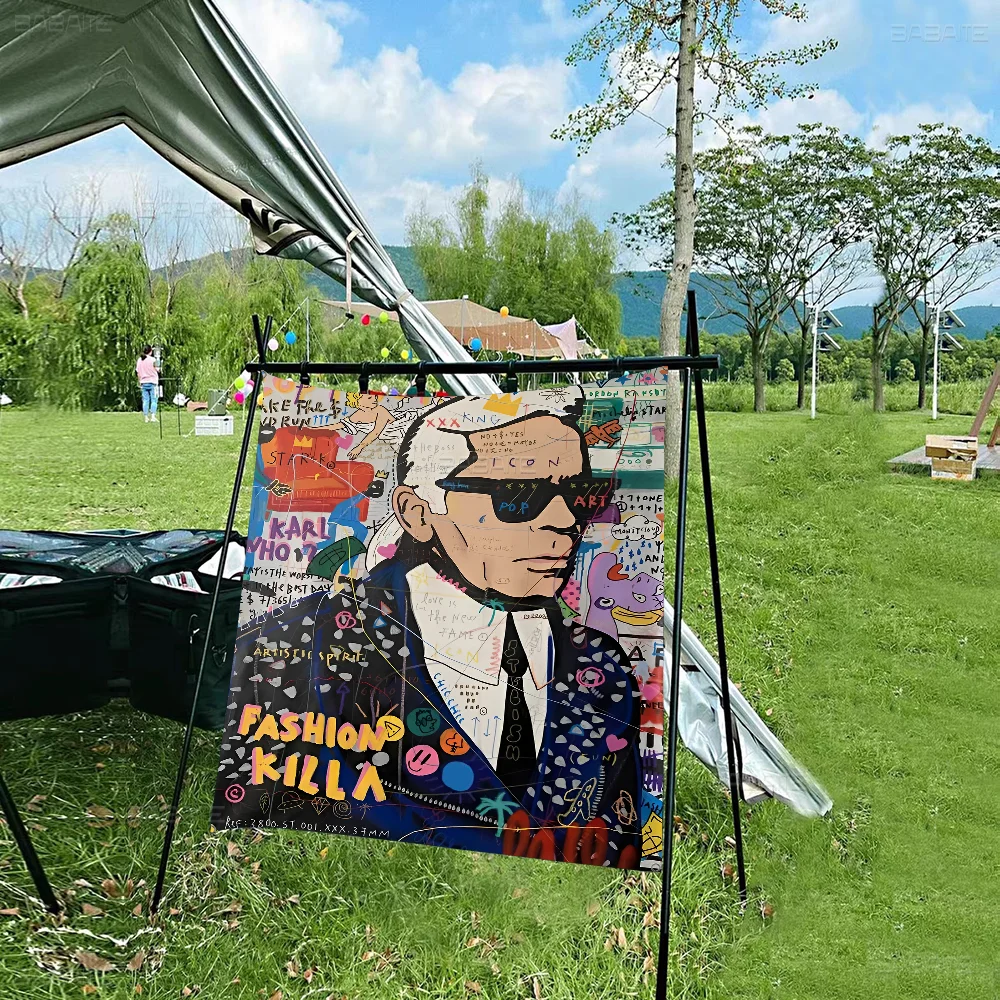 K-Karl Fashion L-Lagerfeld High End Quality Banner Printing Artistic Atmosphere Style Camping Flag