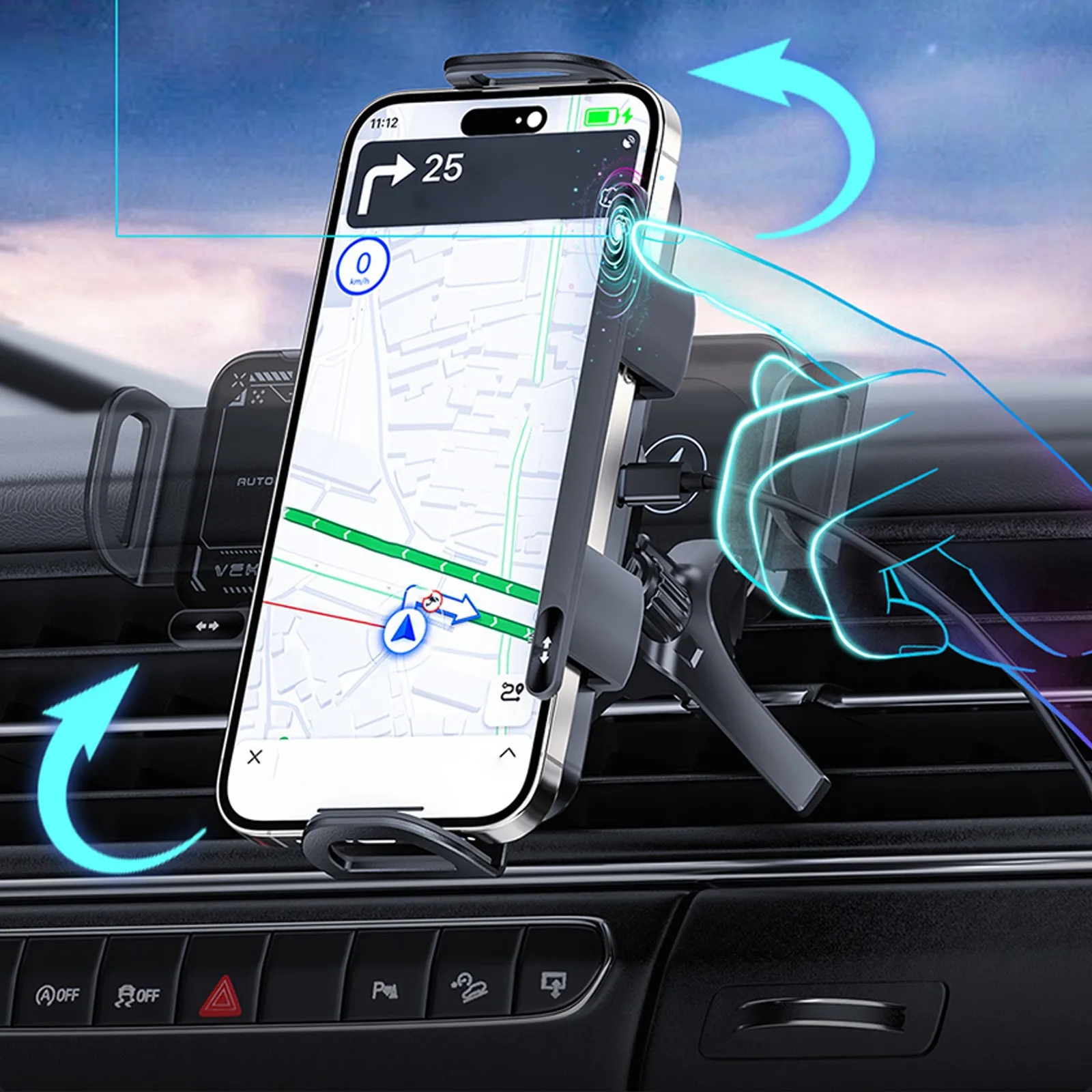 

Автоматический вращающийся держатель для телефона 2 в 1, автомобильное зарядное устройство, держатель для телефона с быстрой зарядкой, автомобильный вращающийся держатель для телефона с одним ключом, автомобильный вентиляционный держатель для автомобиля
