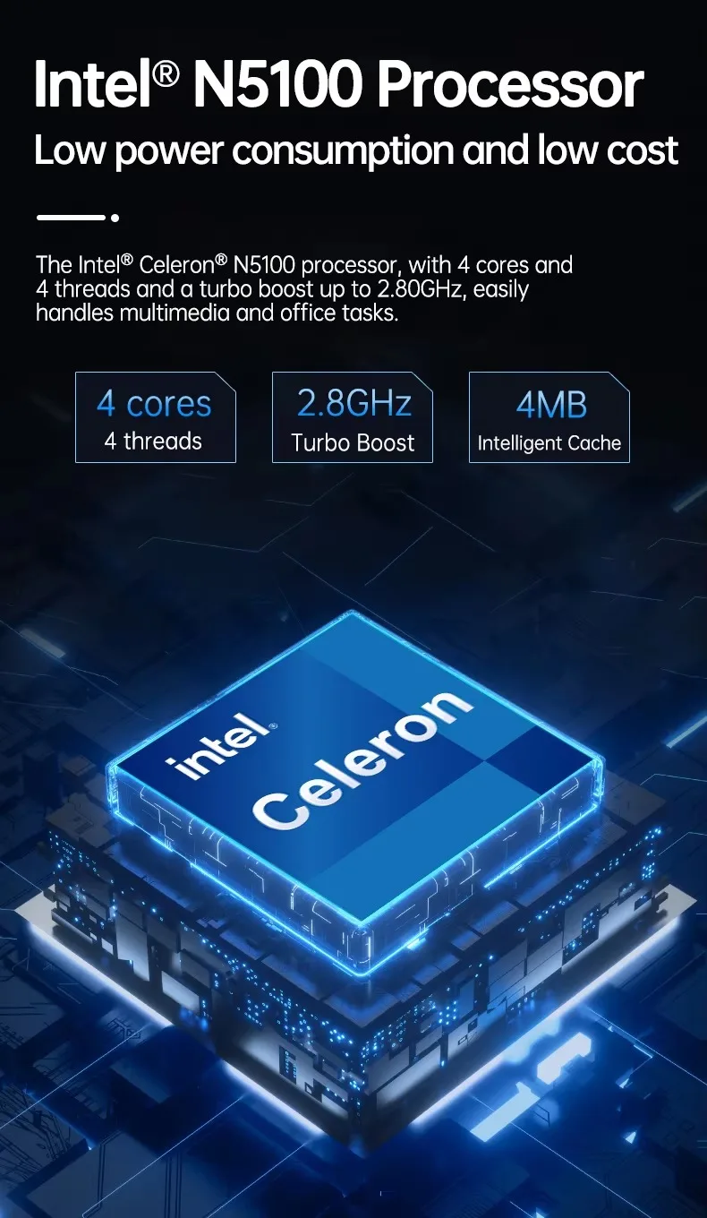 SZBOX MINI PC Intel Celeron N5100 Windows11 PRO 16GB 32GB 1TB DDR4 M.2 NVME SSD WIFI 6 BT5.2 Office Desktop Computer MINI Laptop