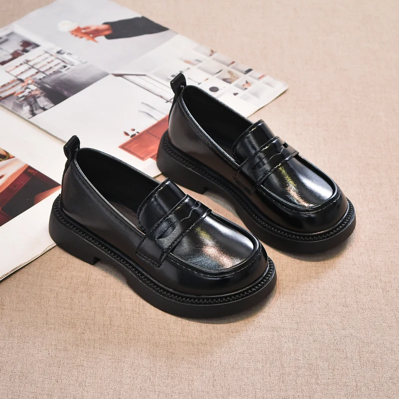 JGSHOWKITO Girls Princess Leather Shoes Black Fashion Children's Loafers School Formal Perform Kids Uniform Mary Jane Shoes Soft