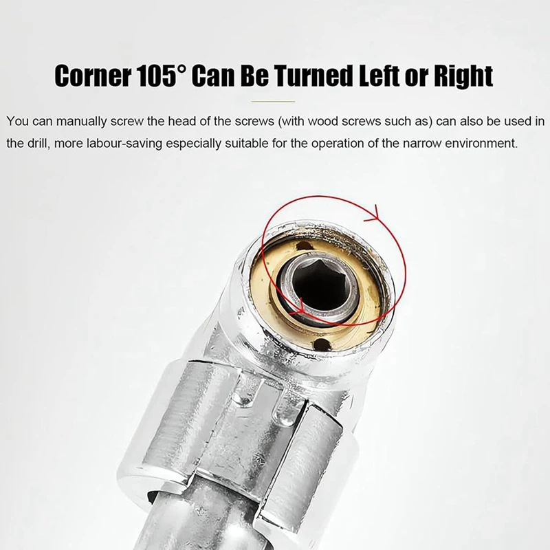 WCS-105 Degree Right Angle Drill Adapter,Corner Angled Screwdriver, 1/4In Hex Shank Driver Angle Drill Attachment (4PCS Set)