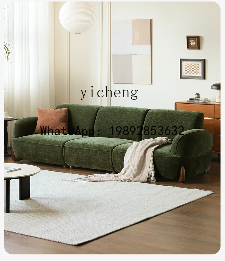 fabric sofa Chenier living room size apartment medium ancient green three-person straight row sofa