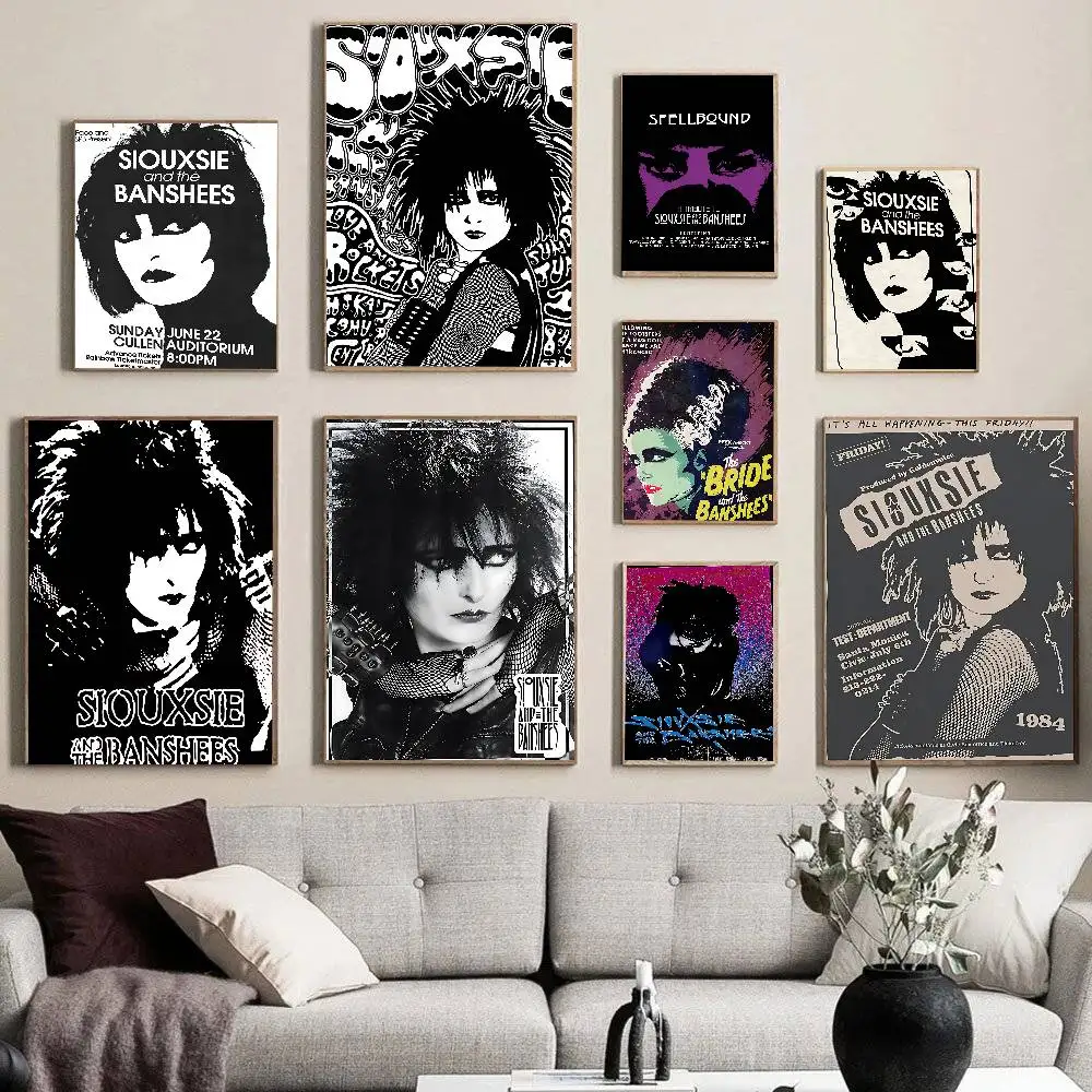 S-Siouxsie And The B-Banshees ملصق ورق أبيض عتيق لغرفة البار مقهى ديكور لوحة زخرفية عتيقة #1