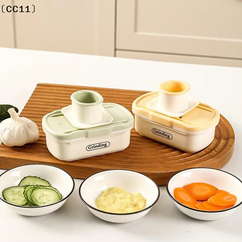 Manual Garlic Grinder 2 In 1 With Hand Guard Ginger Grinding Grater Mini Plastic Garlic Planer Baby Complementary Food〔CC11〕