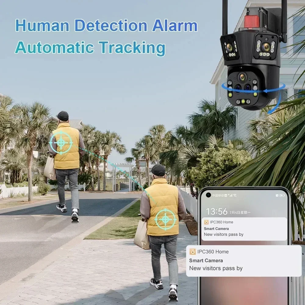 4K 20MP WiFi IP Camera Five Lens 20X Zoom Outdoor Wireless PTZ Home Security Protection Auto Tracking CCTV Video Surveillance