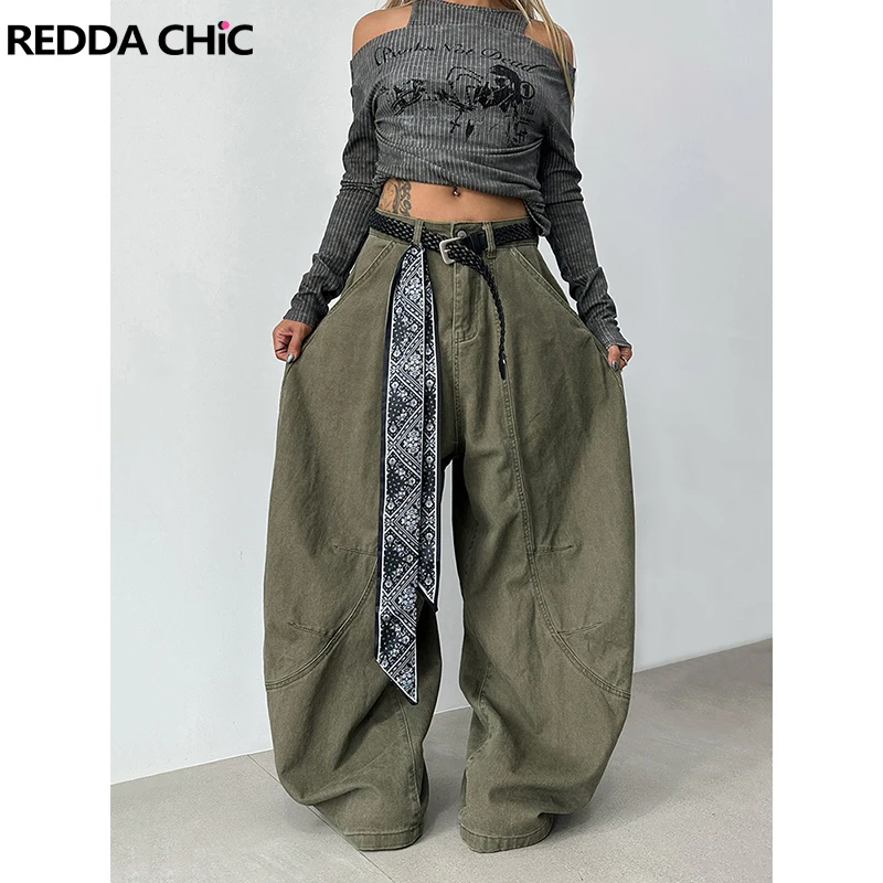 REDDACHiC Boyfriend Baggy Jeans Unisex Plain Casual Wide Leg Barrel Low Waist Long Trousers Skater Vintage Woman Men Streetwear