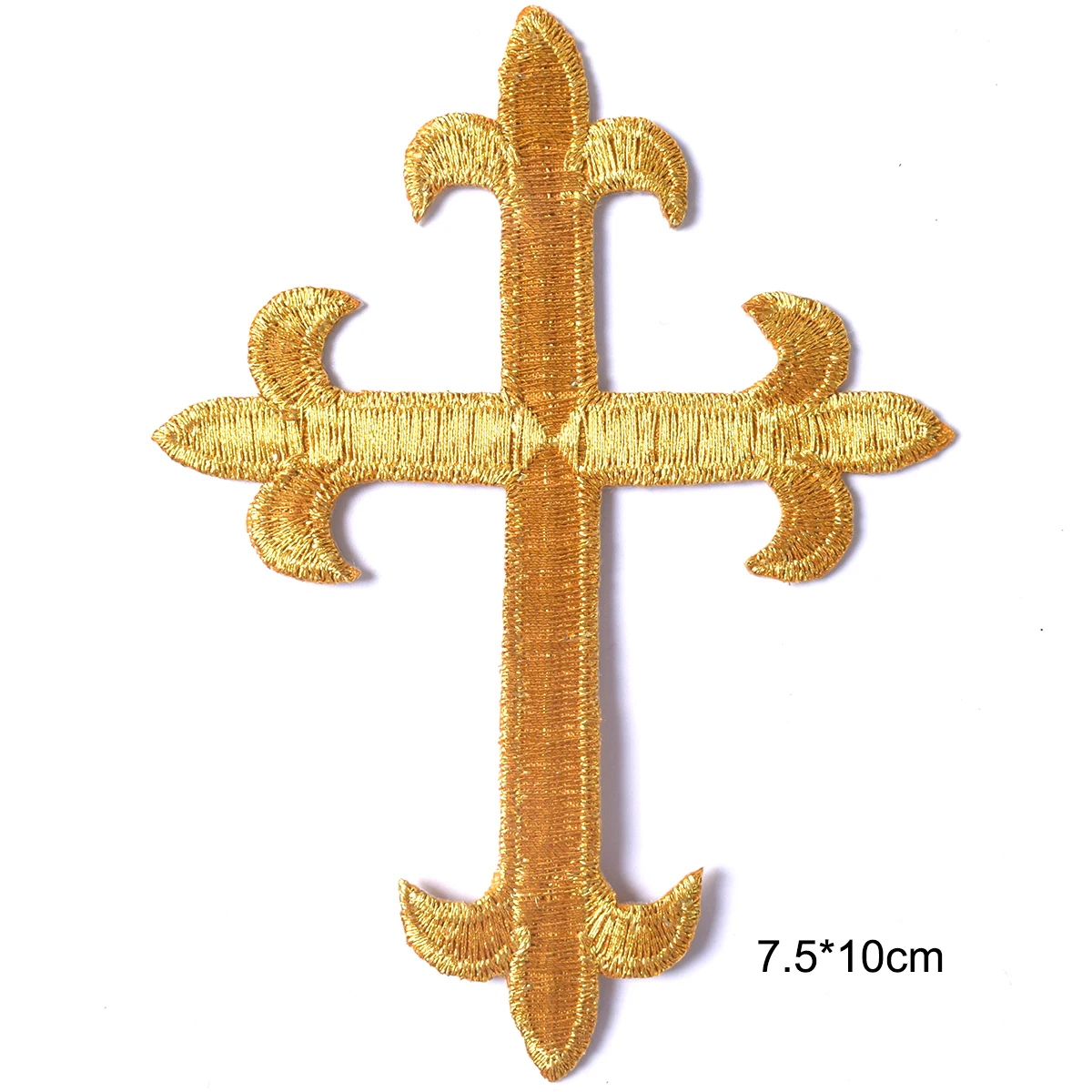 5Pcs Golden Silver Cross Embroidered Patches Iron on Applique Repair