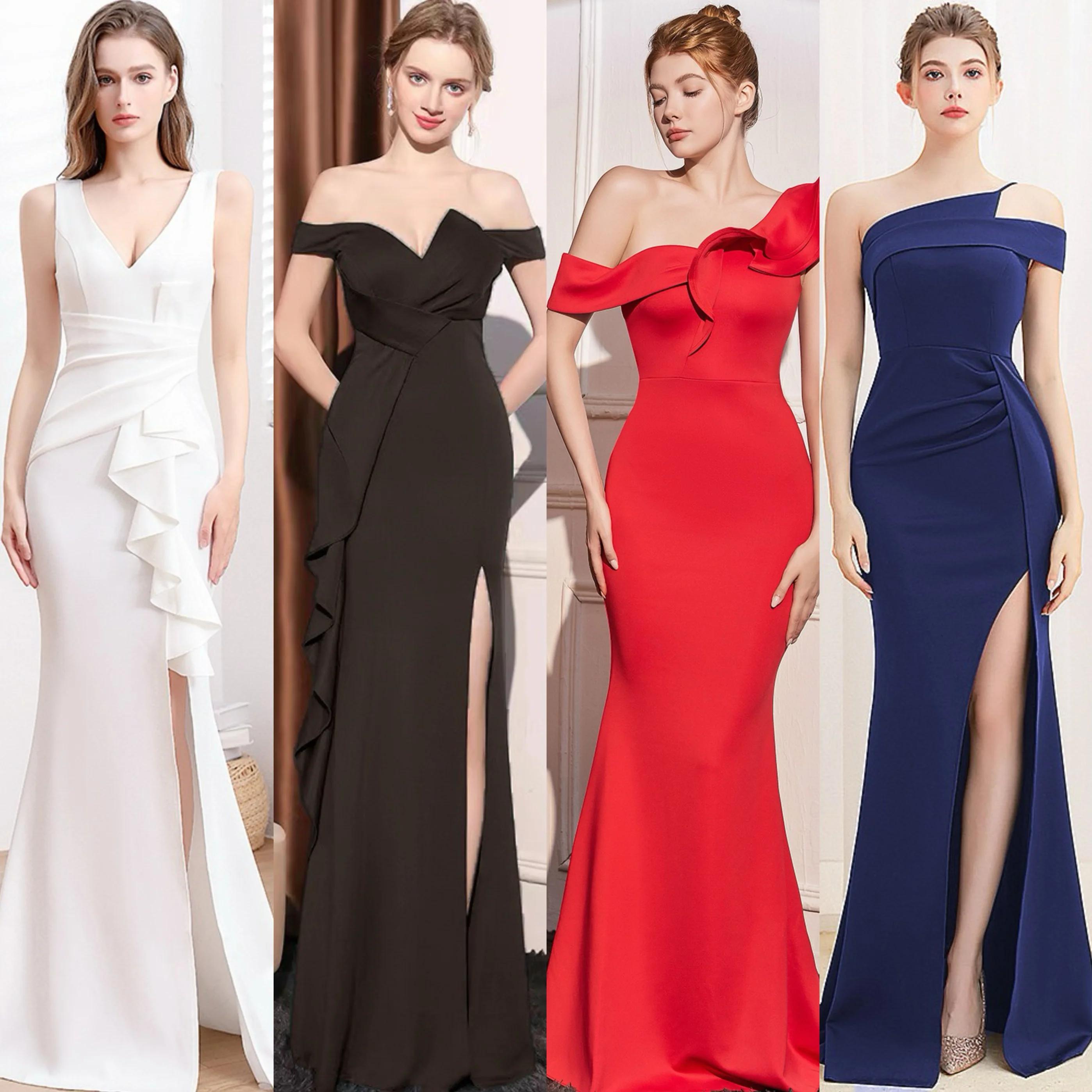 

Ele Sexy Bal Side Slit Evening Gown Women's Luxury Sle Festival Par Strapl One oulder Dr