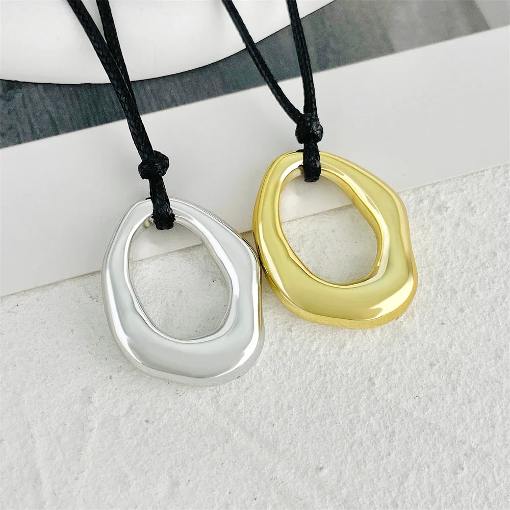 Fashion Irregular Round Love Necklace for Men Women Korean Style Geometric Oval Shaped Rope Necklace Jewelry Accessories Gift