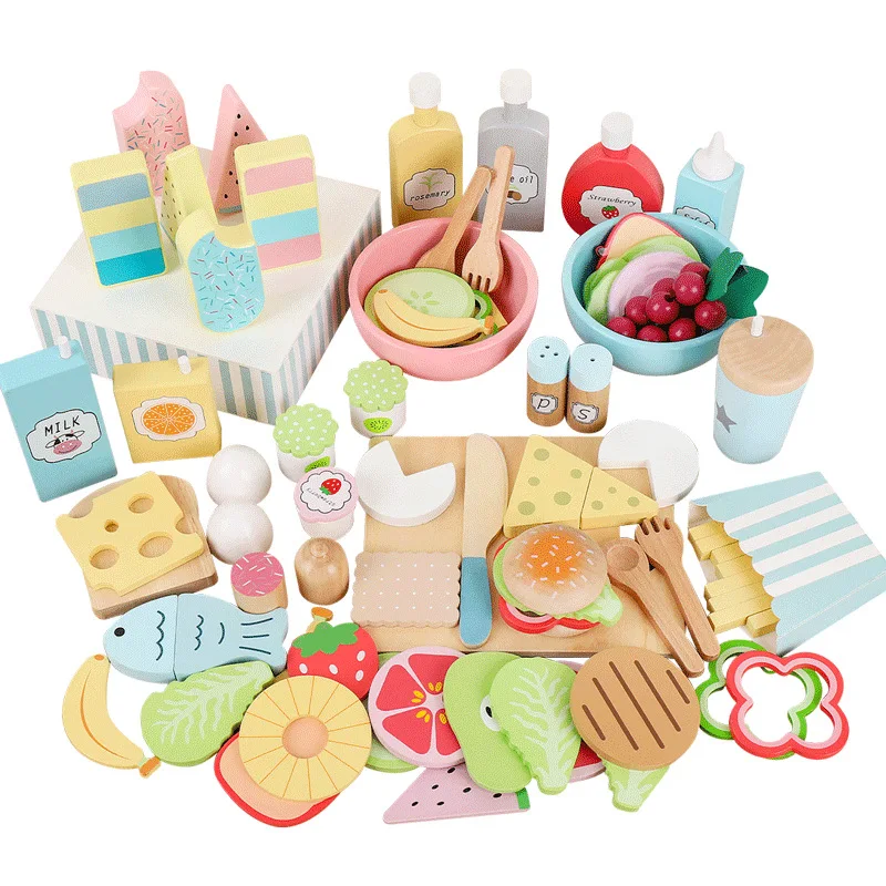 

Kitchen Toy High quality pretend play kids simulation wooden food salad set creative wooden fruit toy Early education play house