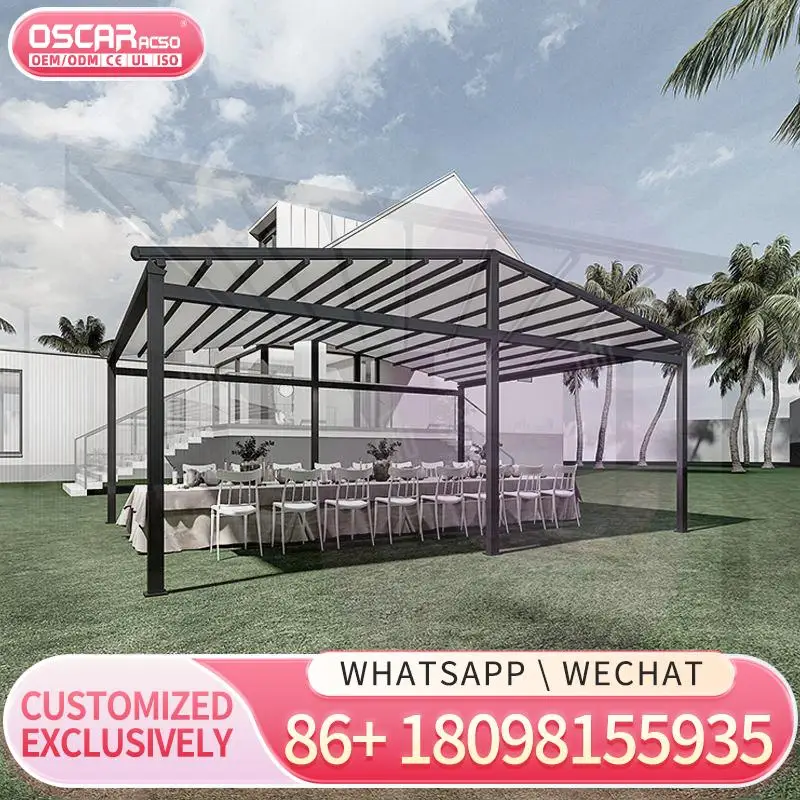 

High Quality Custom Sunshade Electric Aluminium Pergola with Retractable Roof Awning for Garden Outdoor 2 20% Discount Retractab