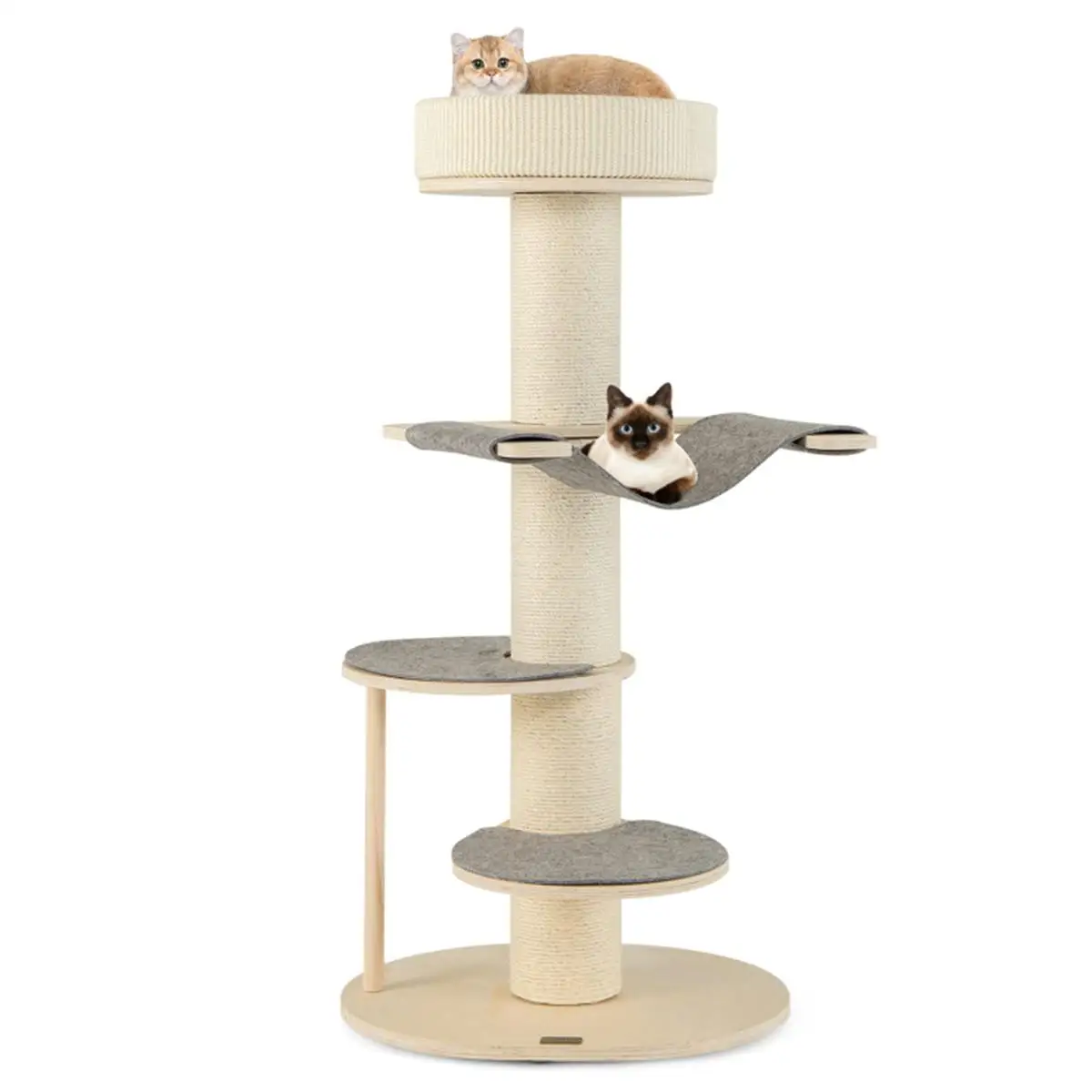 Beige Cat Tree with Anti-Slip Pads - Durable Climbing Frame for Cats & Kittens