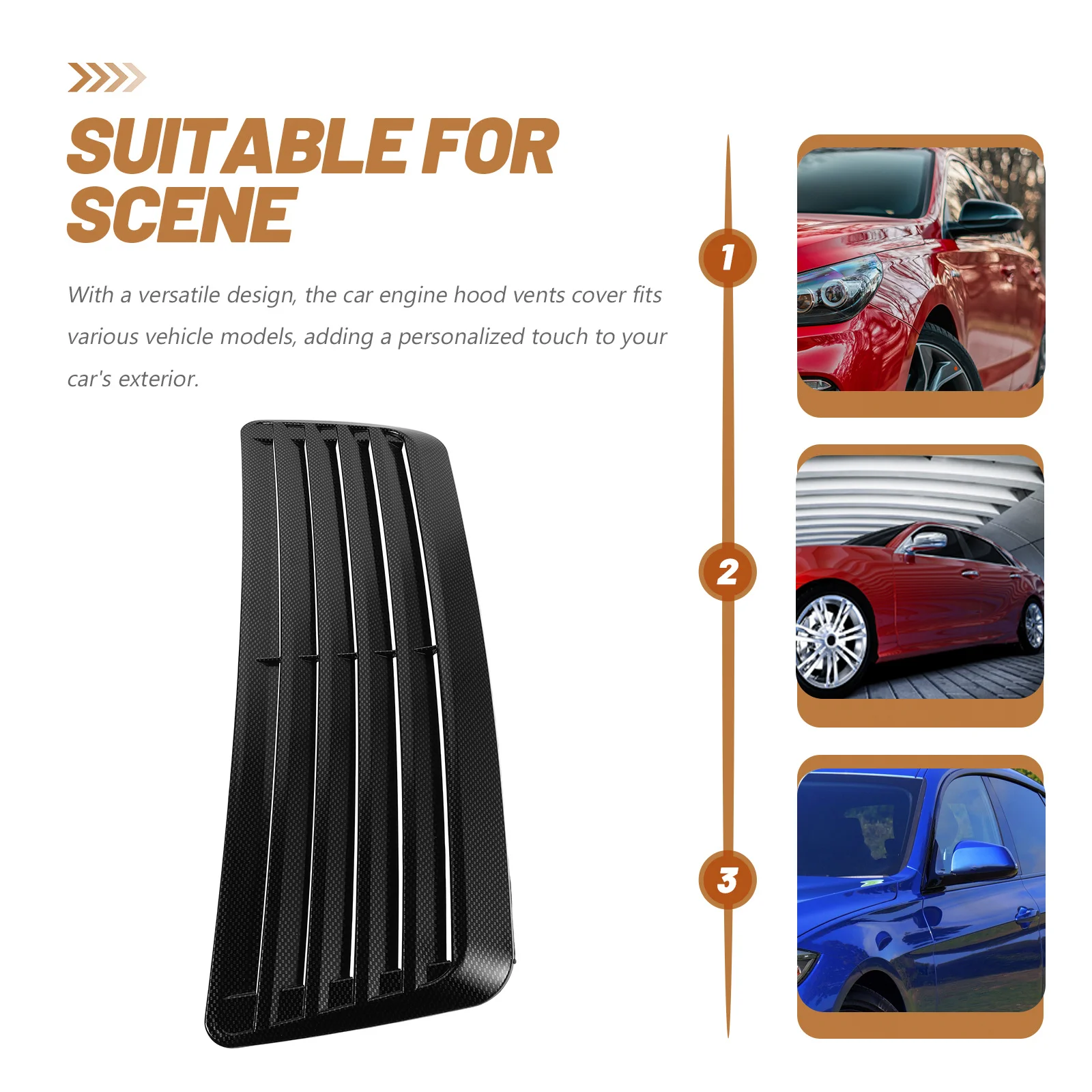 غطاء محرك السيارة فتحات فتحات الديكور تعزيز التبريد مادة قوية سهلة التركيب تصميم هوائي عالمي صالح للسيارات وسيارات الدفع الرباعي #4