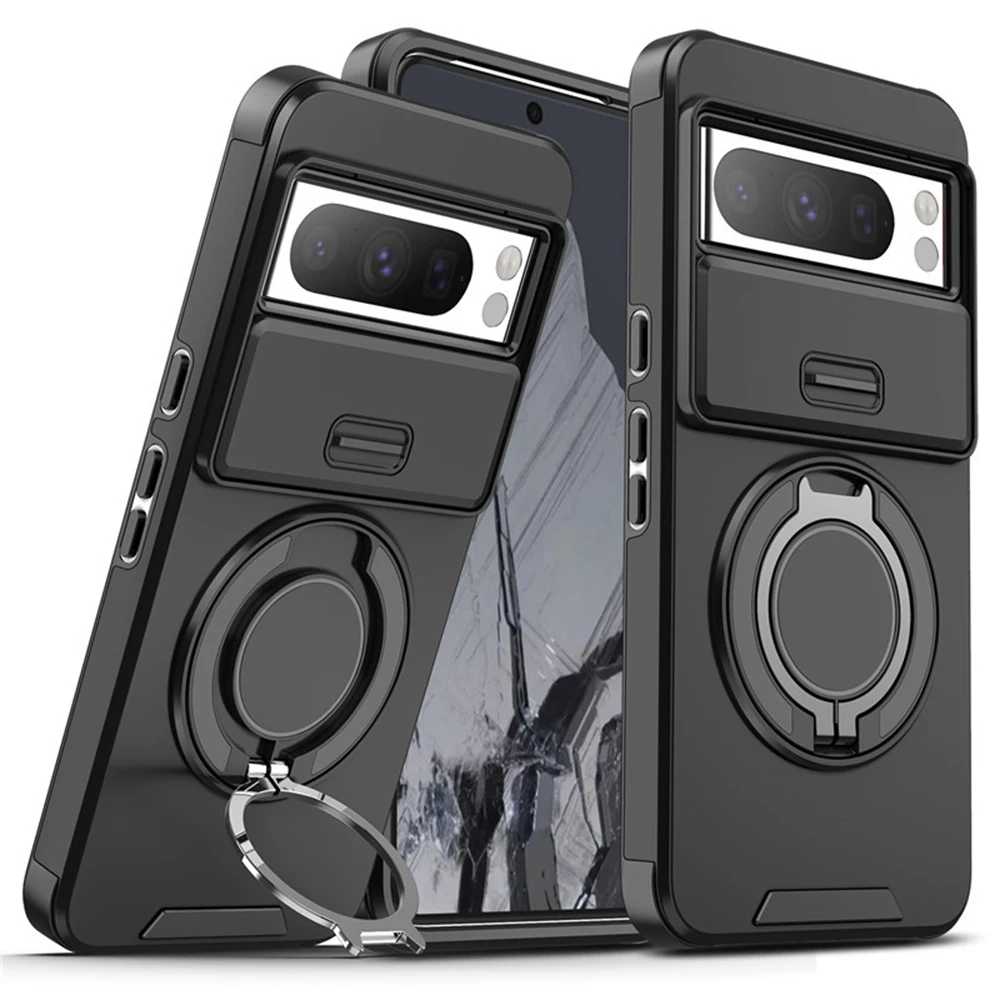 

For Google Pixel 10a/10 Pro/10 Pro XL Phone Case - Magnetic, Dual-Layer Shockproof, Slide Lens Cover, Kickstand