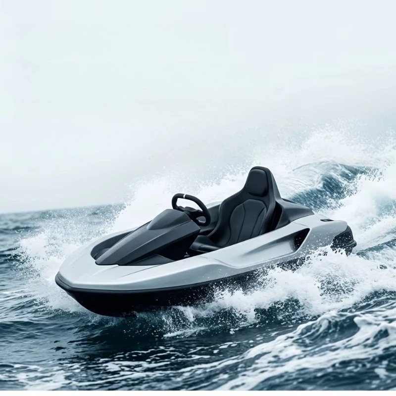 Manufacturer Supply Sleek Fiberglass Hull Water Kart Solo Jet Boat Aquatic Racing Cruiser Ocean Entertainment