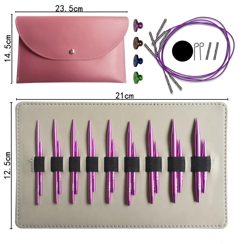 Zestaw okrągłych igieł dziewiarskich Wymienne igły do szydełkowania Rurka ze stali nierdzewnej do przędzy dziewiarskiej Zestaw akcesoriów