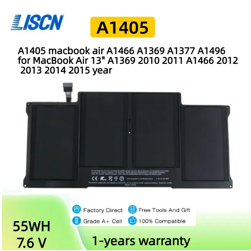 

A1405 Battery For Apple Macbook Air 13 inch A1466(2012-2017) A1369(2011-2012) Replacement A1469 A1377 7200mAh For Apple