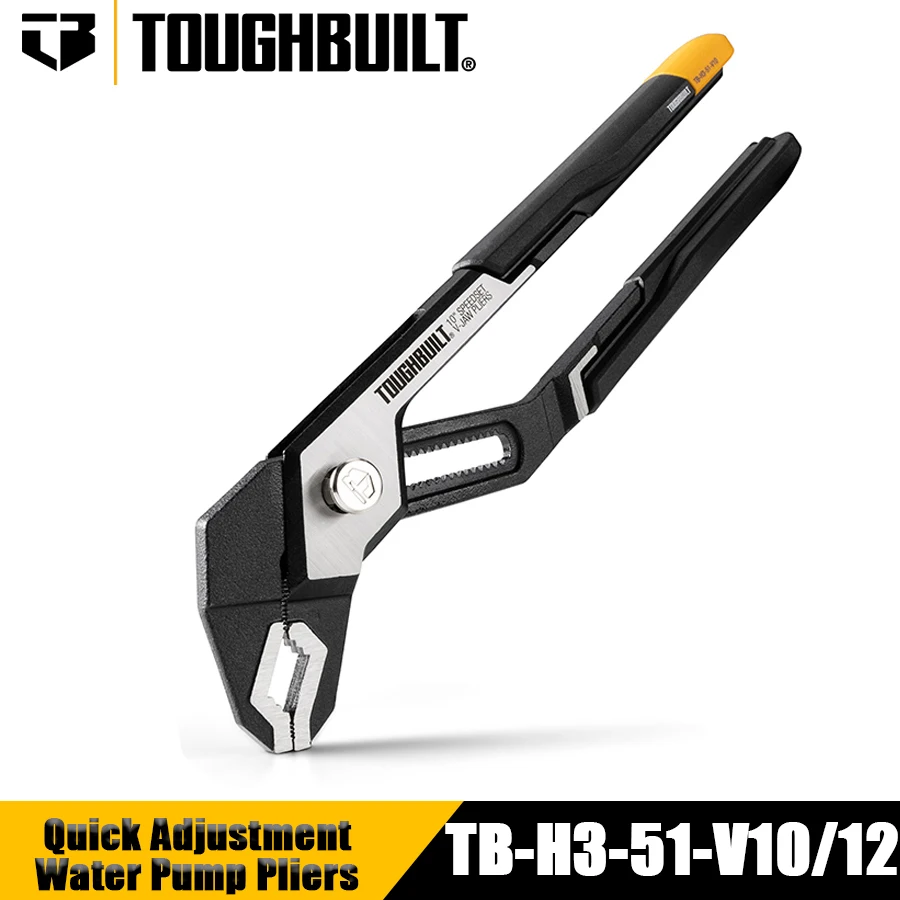 

TOUGHBUILT TB-H3-51-V10 TB-H3-51-V12 10"/12" SpeedSet V-Jaw Pliers Large Opening Quick Adjustment Water Pump Pliers Hand Tools