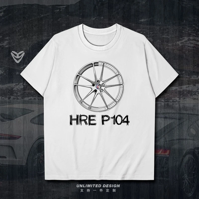 

2025 New Modified Car HRE P104 Wheel Hub Sports Car Print Graphic T-shirt Men's Short-sleeved Breathable Motorcycle T-shirt
